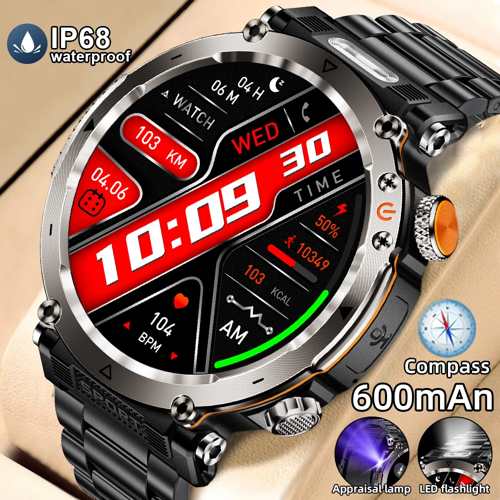 

LIGE New 600 mAh Battery Smart Watch Men 1.7 inch Outdoor Sports IP68 Waterproof Watches BT Call with LED Flashlight Smartwatch