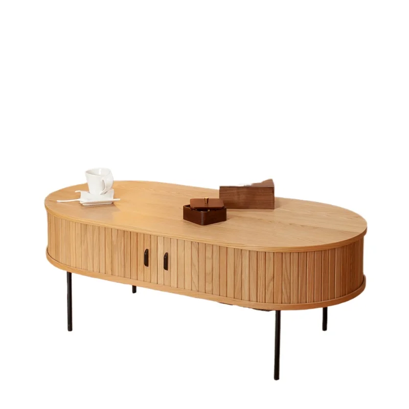 

High-quality rectangular coffee table and TV stand Oval cabinet Storage function of living room coffee table