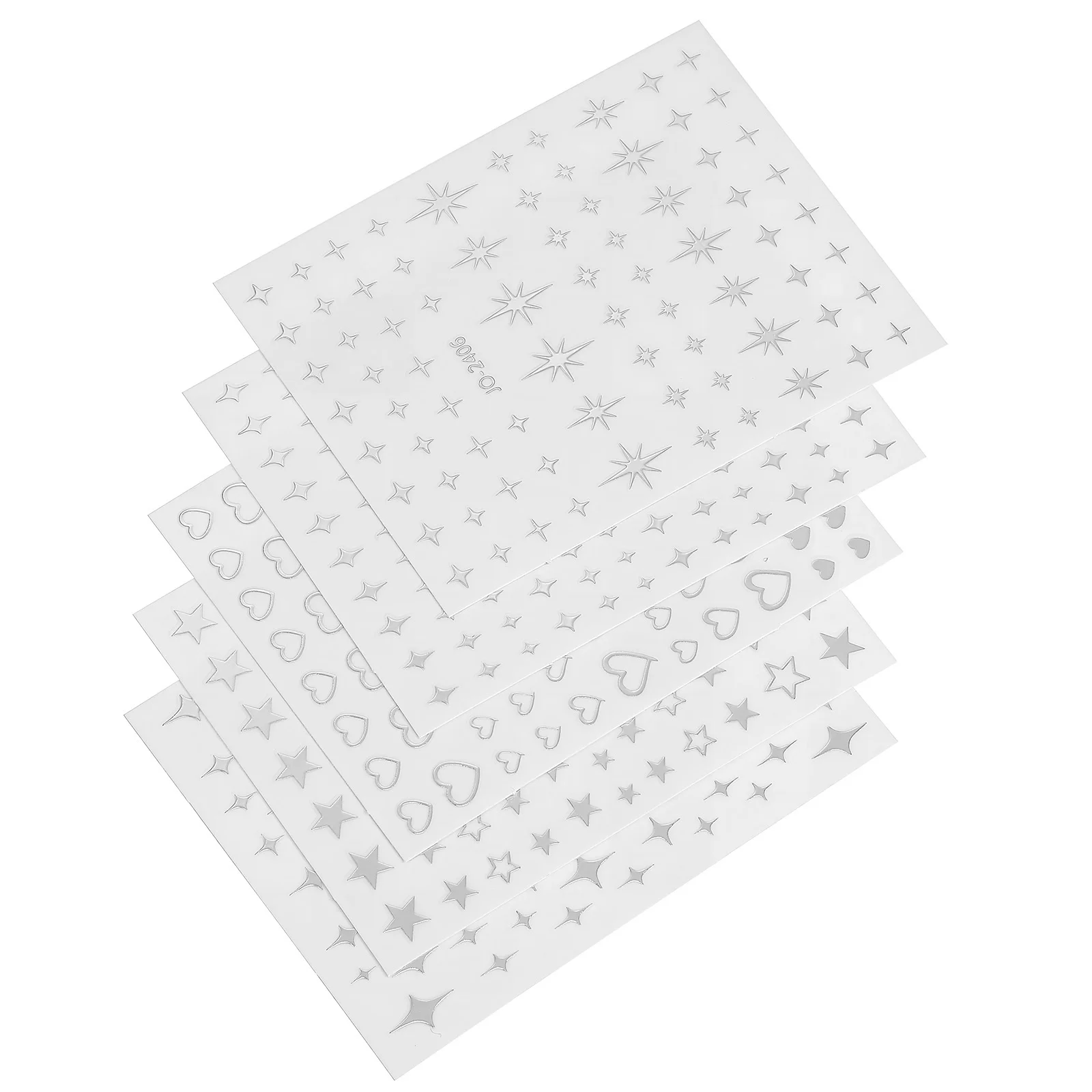 

5 Sheets Self-Adhesive Nail Stickers Star Heart Tiny Nail Art Decals for Manicure Decoration Sparkle Design Female