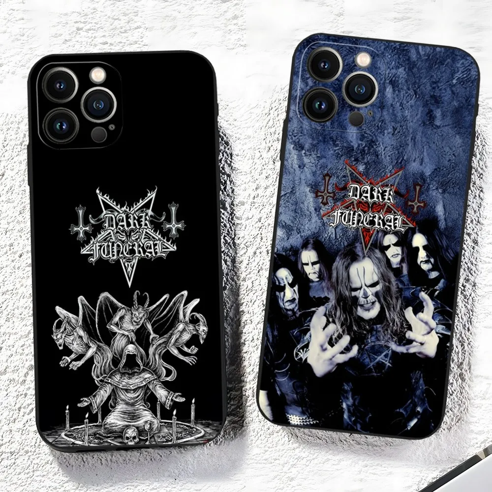 New Fashion Heavy Metal Dark Funeral Band Phone Case for Iphone 15 14 13 12 11 Pro Max Xr X Xs Mini 8 Plus SE 2022 Black Soft Si