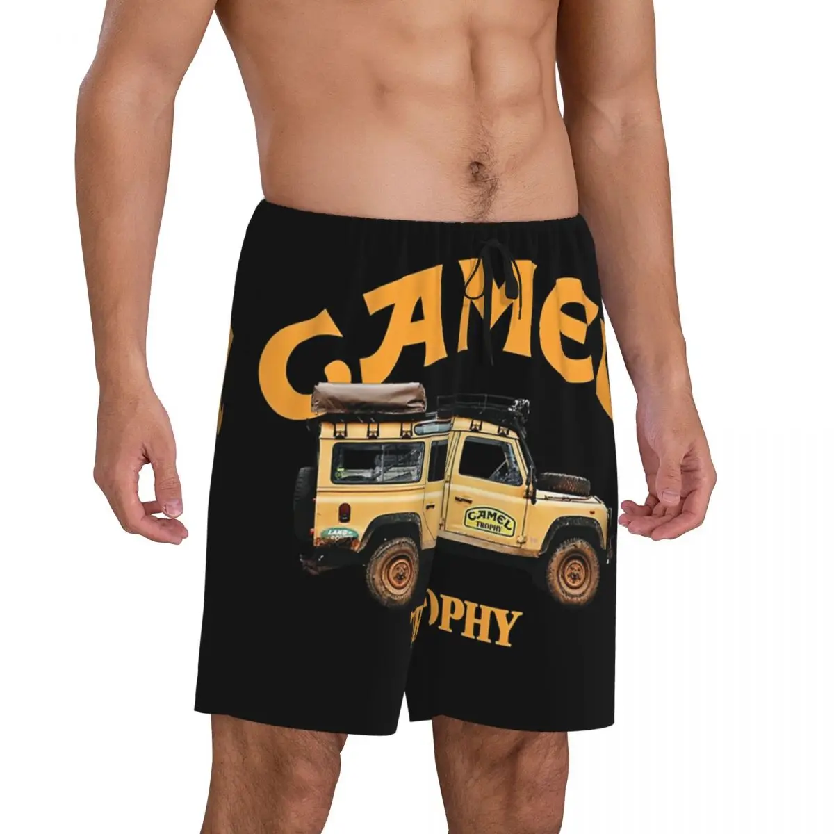 Custom Printed Men Camel Trophy Pajama Shorts Sleep Pjs Sleepwear Bottoms with Pockets