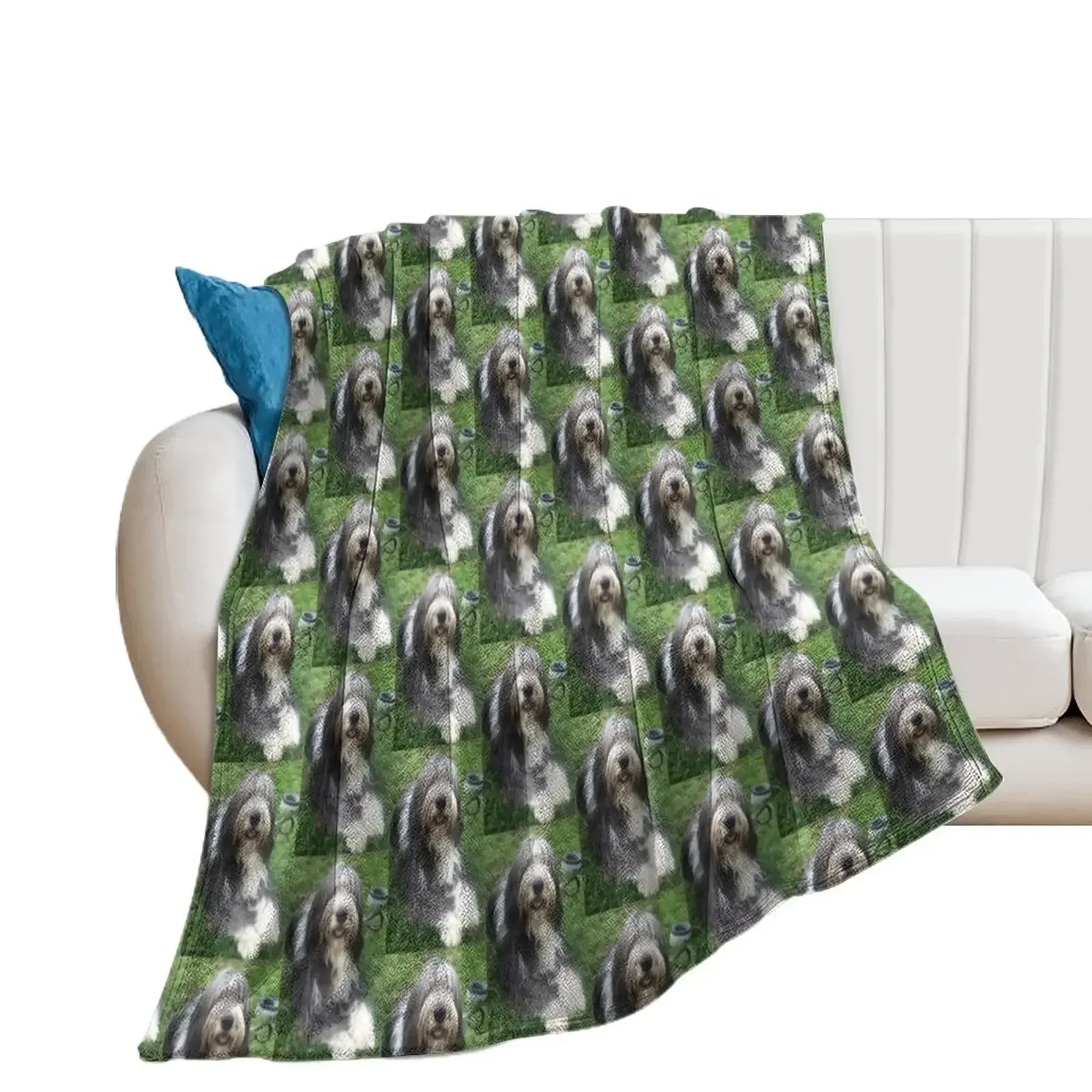 Bearded Collie - Happy Chappy Beardie Throw Blanket Hairys bed plaid Shaggy Thermals For Travel Blankets