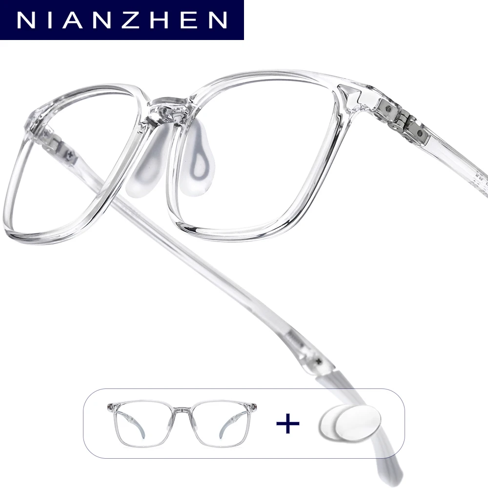 NIANZHEN Anti Blue Prescription Glasses Teenage Myopia Optical Lens Student Eyewear Square TR90 Kids Eyeglasses Frame 60095