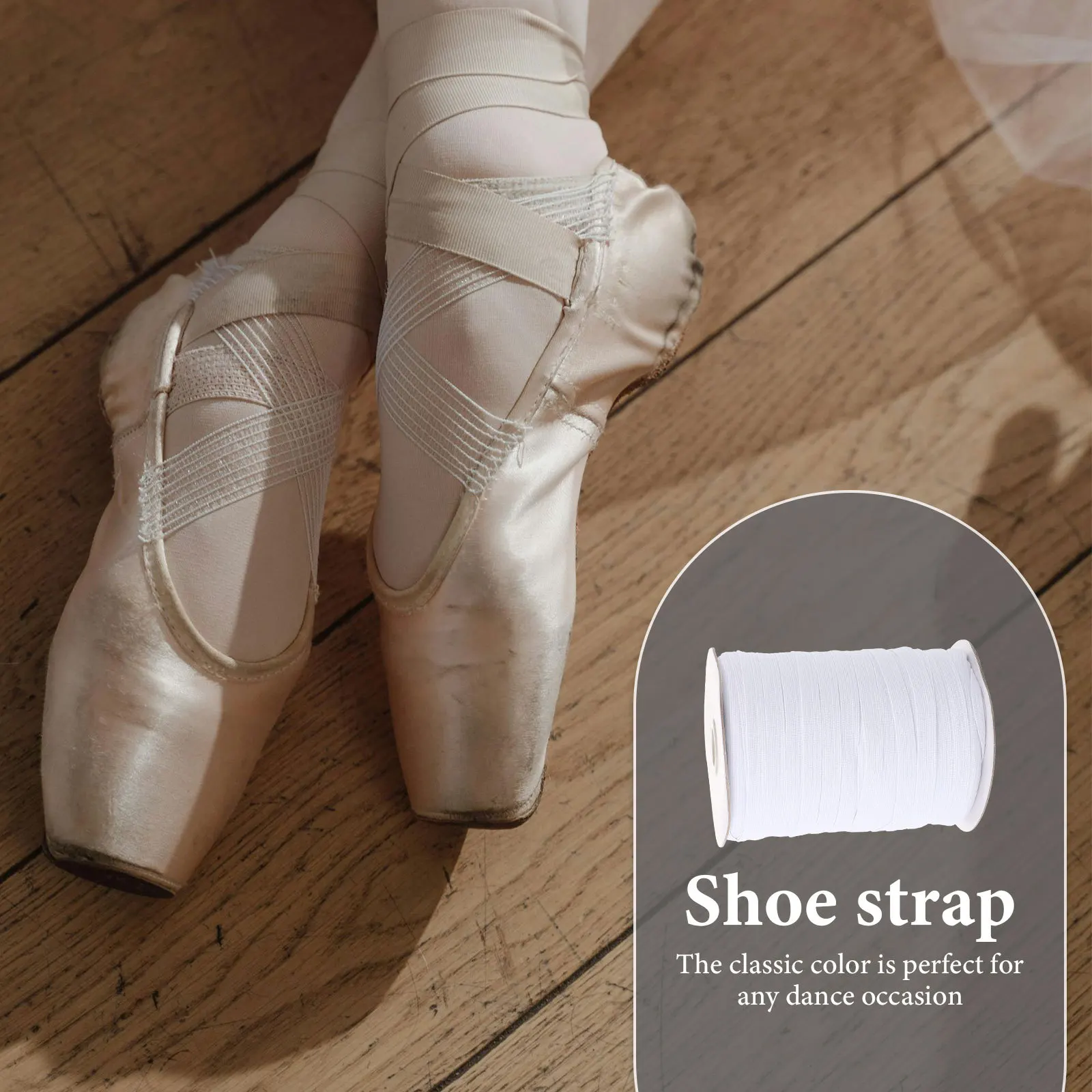 

Pointe Shoe Elastic Band 100 Yard Comfortable Ballet Shoes Strap Soft Reusable Decorative Dance Accessory for Women