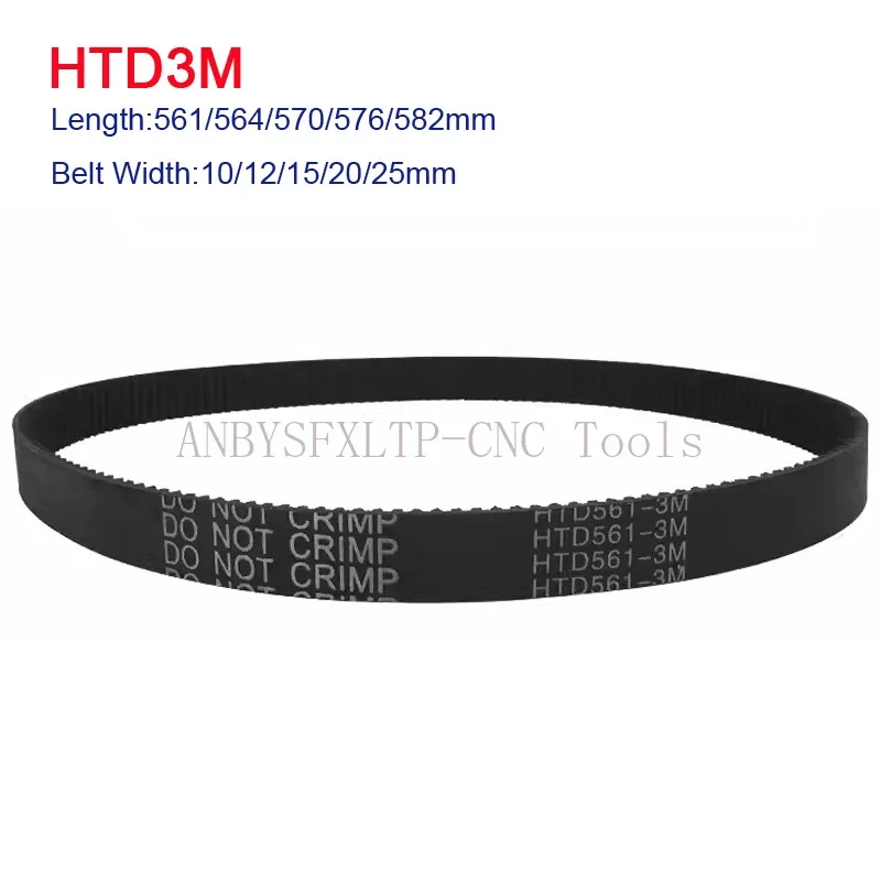 

HTD3M Rubber Annular Synchronous Belt Width 10/12/15/20/25mm Belt Perimeter 561/564/570/576/582mm 3mm Pitch HTD 3M