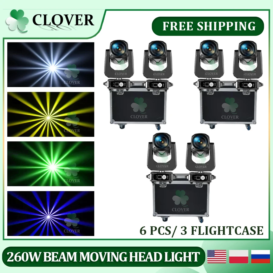 

0 налог, 6 шт., луч 260 Вт, 3 flightcases, вращающийся головной Луч, Sharpy Beam, флуч 260 DMX, Радужный эффект, диджейская сцена, флуоресцентная лампа, новый год