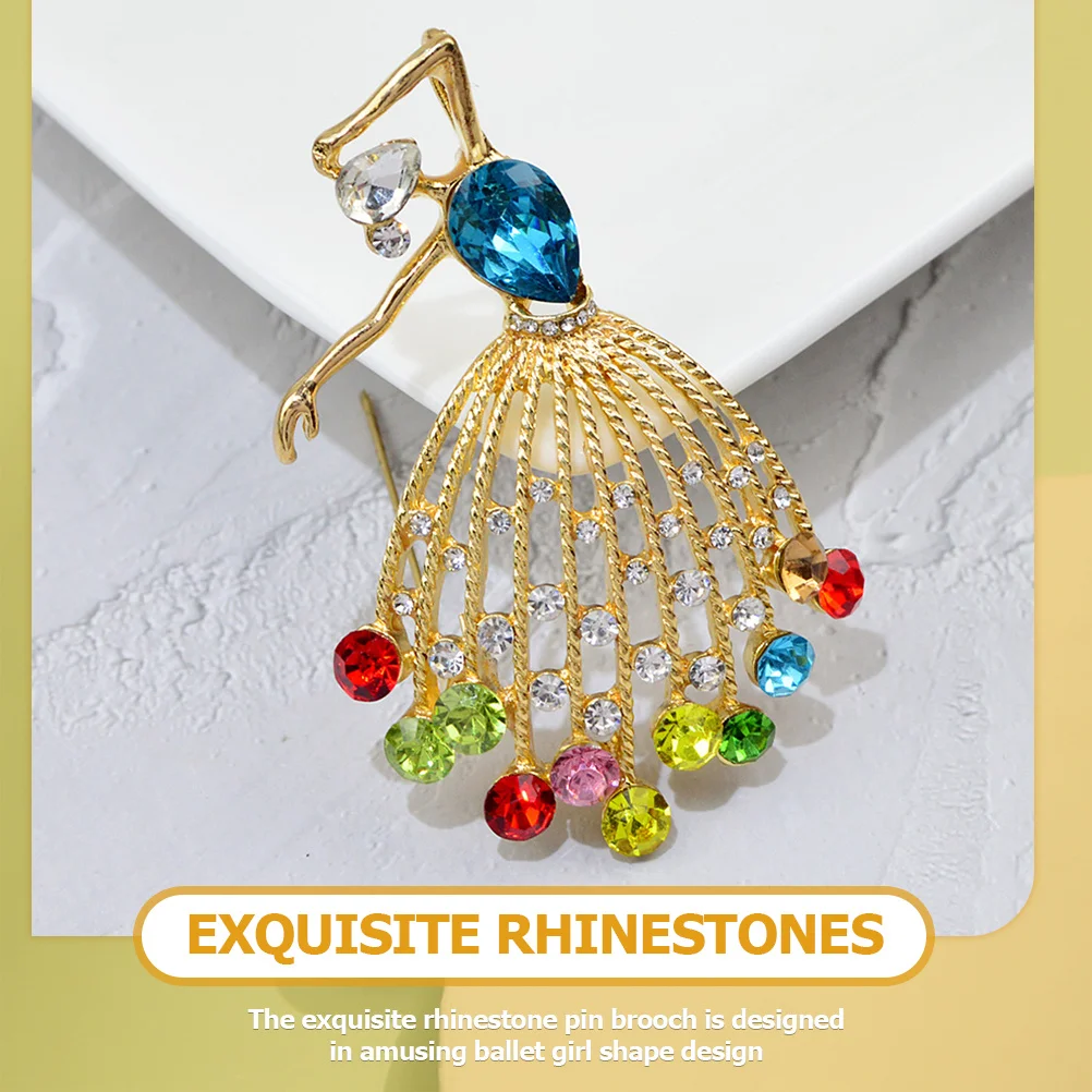 

Rhinestone Brooch Pin Elegant Ballet Girl Shape Fashion Jewelry Lapel Pin for Women Clothing Accessories Brooches for Women