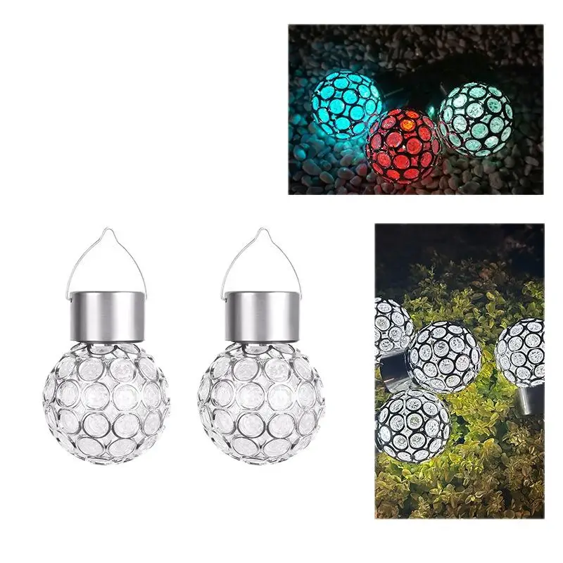 

Outdoor solar hollow ball light small hanging ball light colorful LED solar coated ball small lantern garden light