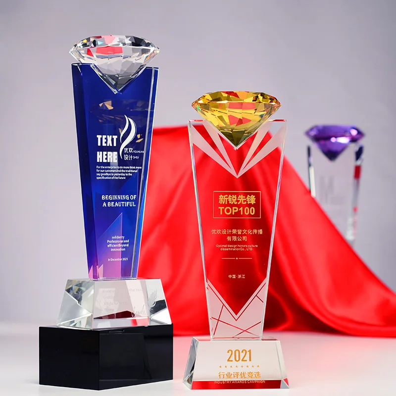 Customization Diamond Style Crystal Trophy, Creative High-End, Annual Meeting Awards, Competition Souvenir, Home Decoration, 1Pc