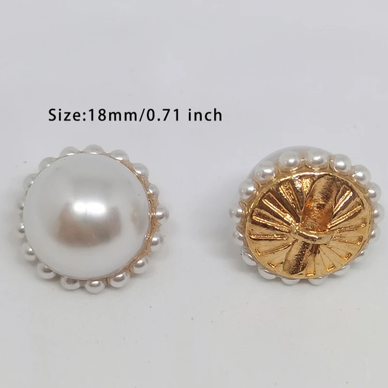 18MM Luxury Big Pearl Buttons For Crafts Sewing Notion Supliers Vintage Elegant Button Up Sewing Accessories Decorative Sew DIY