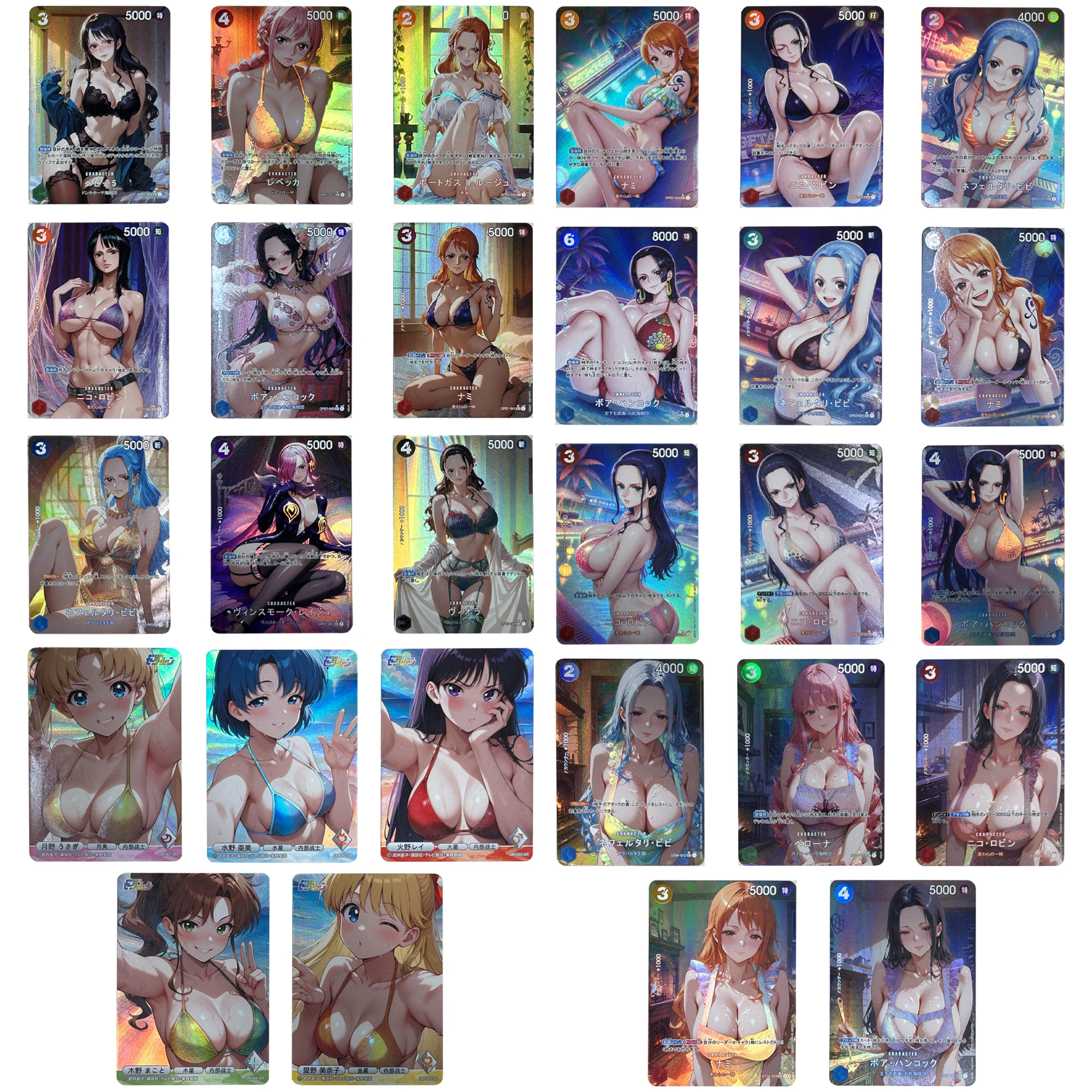 9Pcs/set Diy Anime Girl Collection One Piece Hancock Nami Robin Underwear Series Flash Card Naruto Classic Anime Cards Gift Toys
