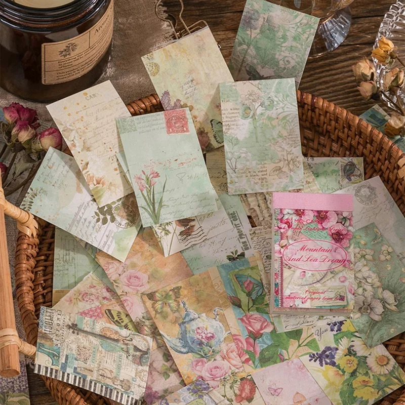 Perlengkapan kertas Scrapbook Vintage 400 buah bahan DIY antik kertas bahan estetika dekorasi kertas jurnal Retro lama