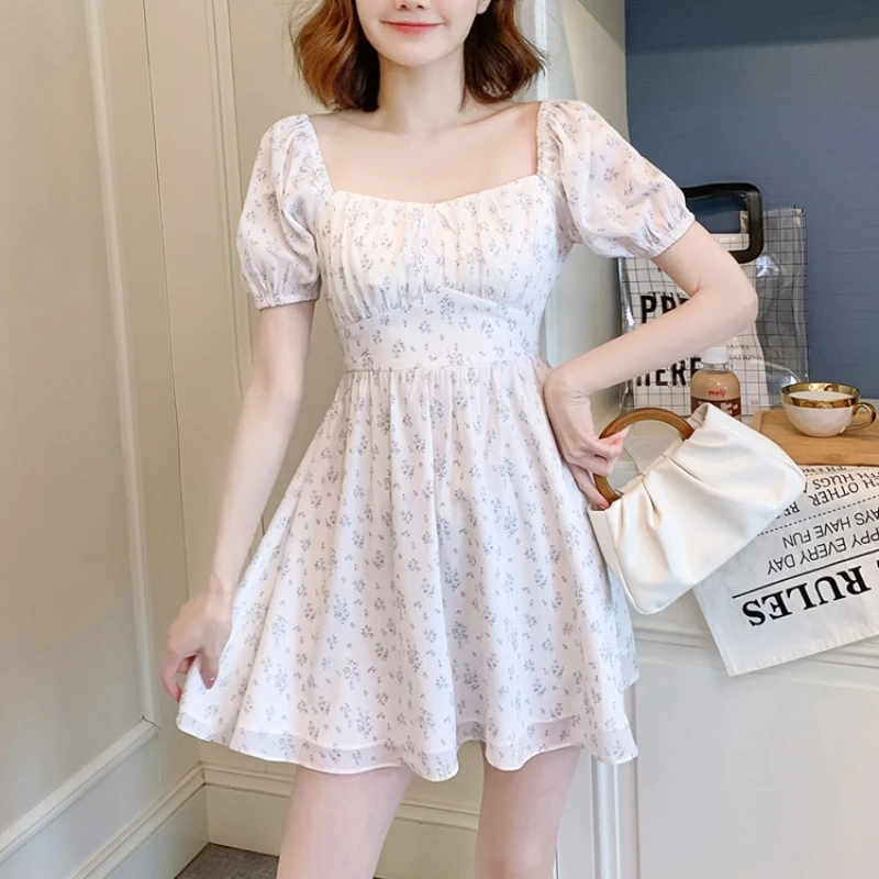 꽃 미니 드레스 여성 백리스 붕대 디자인 세련된 유행 한국 패션 캐주얼 데일리 하라주쿠 Sweet Spicy Girls Summer Y2k