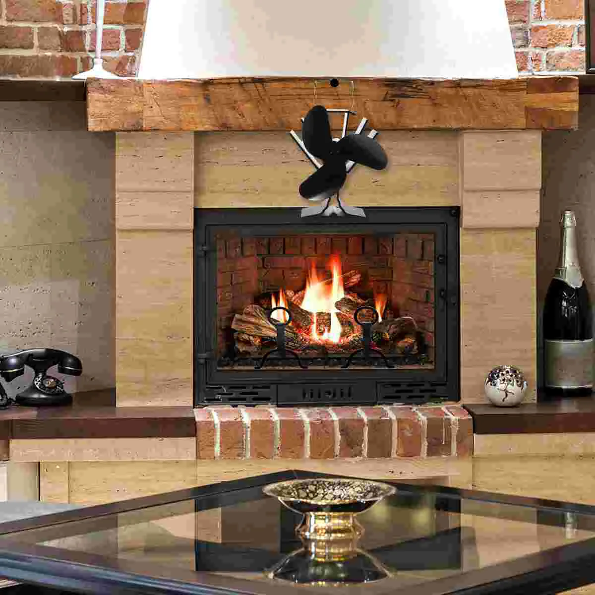 Ventilador de chimenea de 4 paletas, estufa de energía térmica familiar, suministros para el hogar