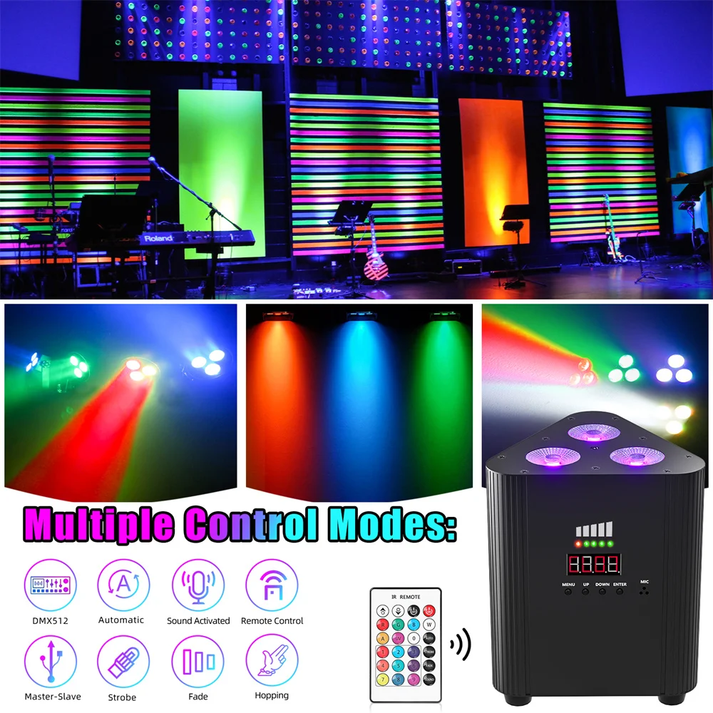 Imagem -04 - Yiflamefly-rgbw Triângulo sem Fio Wall Washer Light Efeito de Palco Luz para Concerto Disco Party Dmx512 em 1