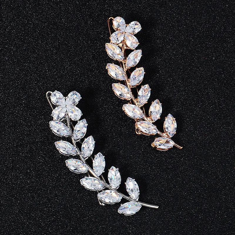 Zirkon Haarnadeln Frauen Kristall Haarschmuck Mode Haars pangen Haar bekleidung Hochzeit Haars pangen Schmuck Zubehör – Detail 7