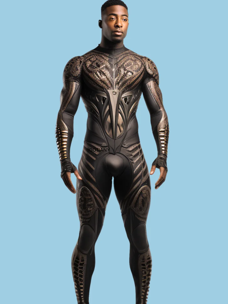 Herren Sexy Stretch-Strumpfhose Bodysuit Halloween Karneval Party Krieger Bühnenauftritt Cosplay Kostüm Zentai Anzug 2026 – Detail 8