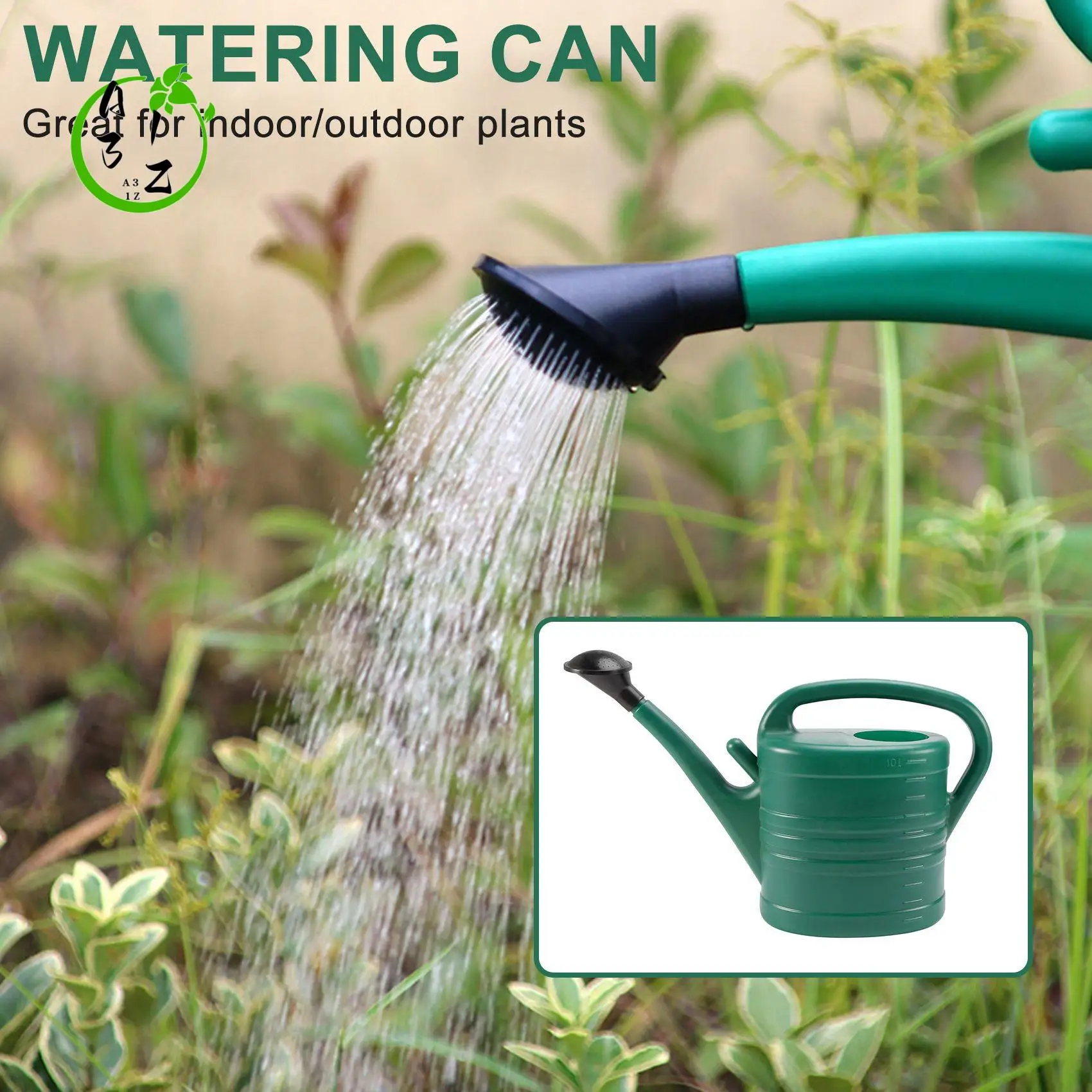 

A31Z-Поливная банка с зеленым 10 литров, 2 галлона, садовая бутылка для воды для цветов, чайник для полива с ручкой, длинный рот