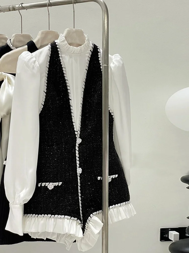 2025, nueva falda de gama alta angFeng Sle para mujer Dr Bla, Color blanco, pantalones acampanados de cintura alta para ir al trabajo