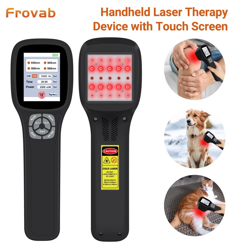

Frovab 2500mW High Power Cold Laser 4 in 1 Wavelength Red NIR Light Therapy Device Deep Tissue Penetration Pain Treatment