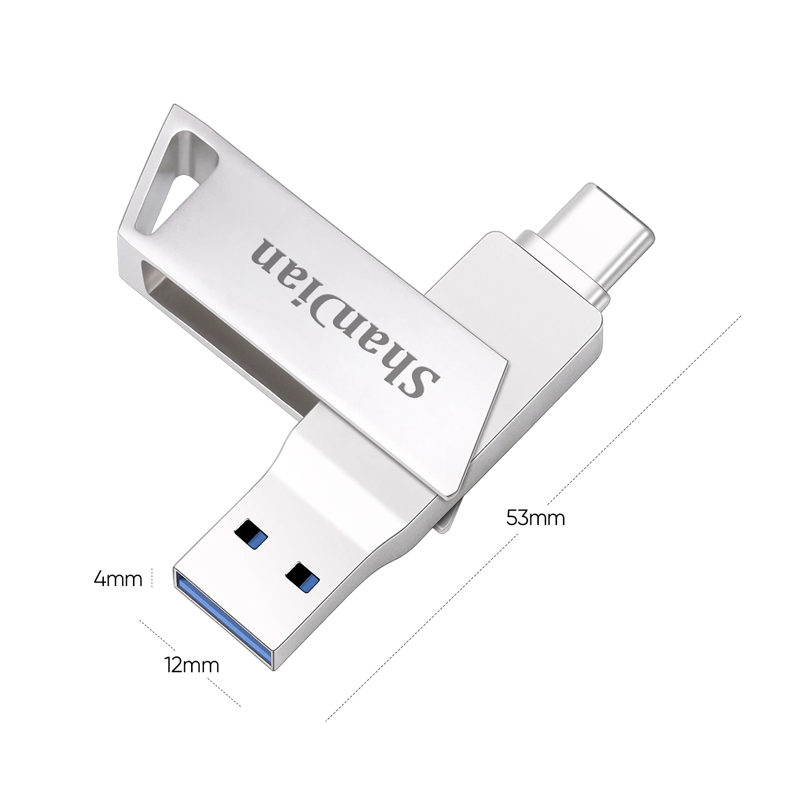 Logam U disk USB 3.0 2 in 1 TYPE C Rotasi Pen Drive USB Flash Drive 128GB 64GB Flashdisk USB Memory Stick 32GB hadiah Kreatif