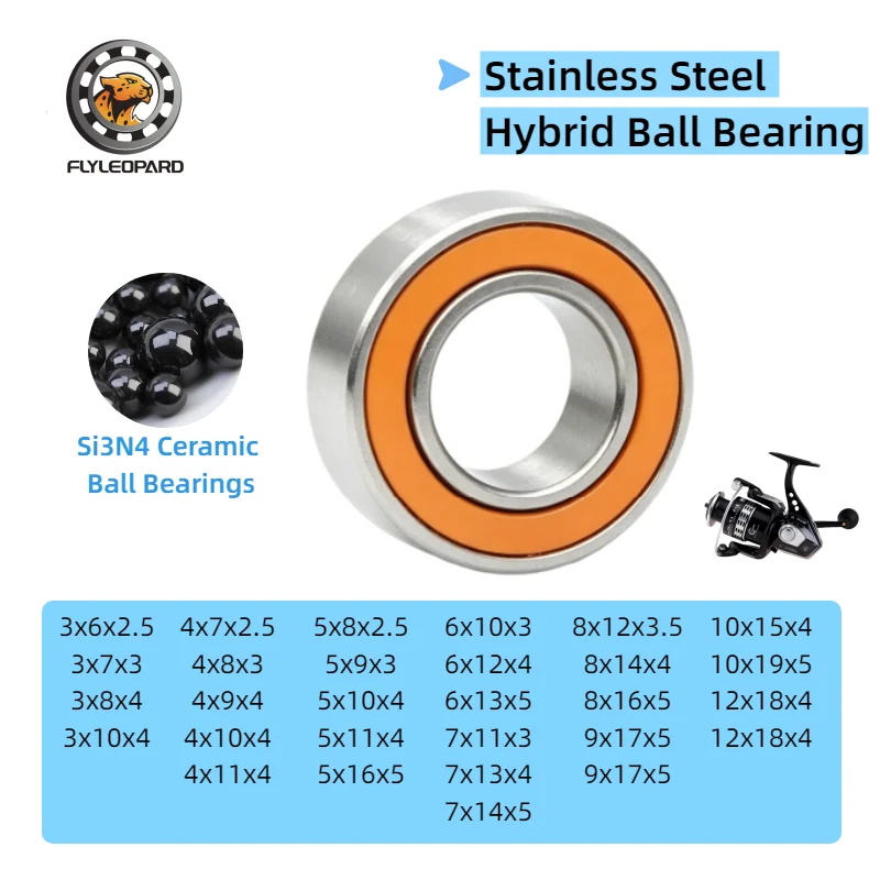 5/10P 3x6x2.5 4x8x3 4x10x4  5x11x4 Smooth Modified Hybrid Ceramic Bearings for Fishing Reels, Baitcasting & Spinning ABEC-7