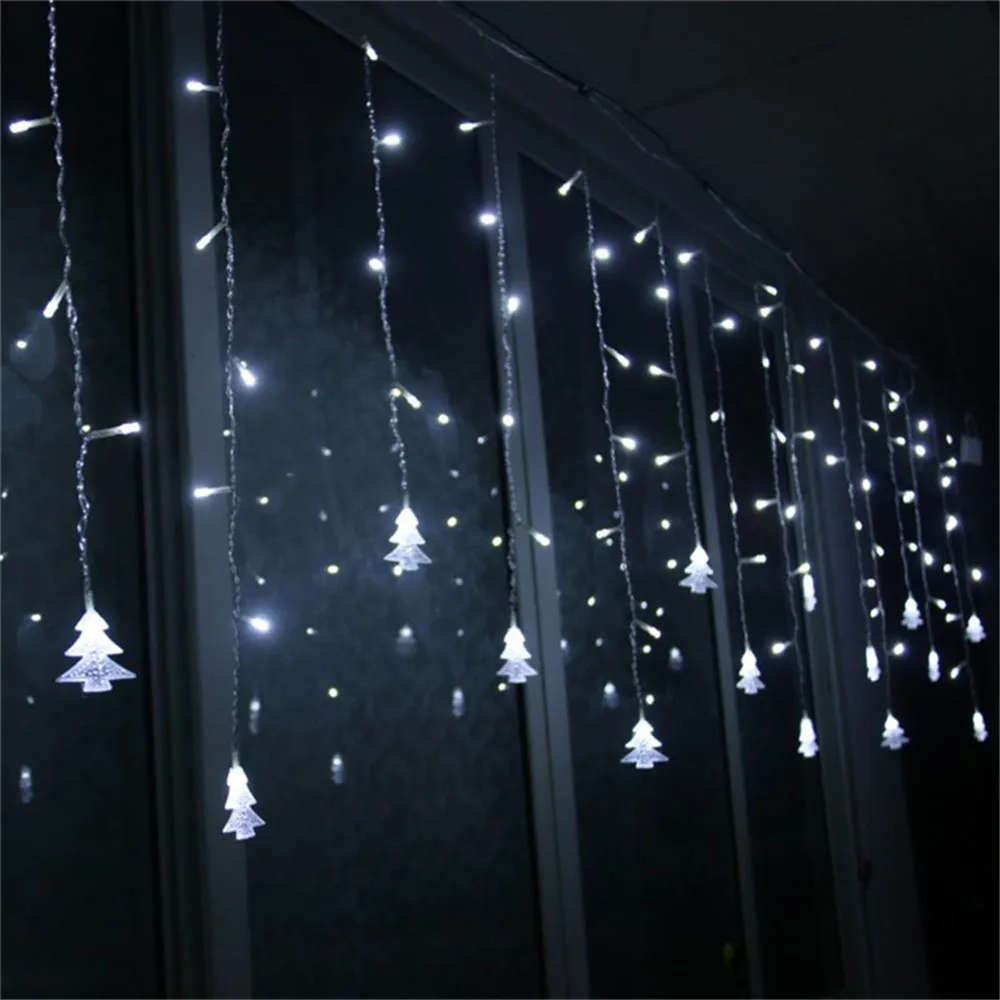 LED Curtain Christmas Tree String Lights, Iluminação de ondas internas e externas, Decoração de Ano Novo, Festa de feriado