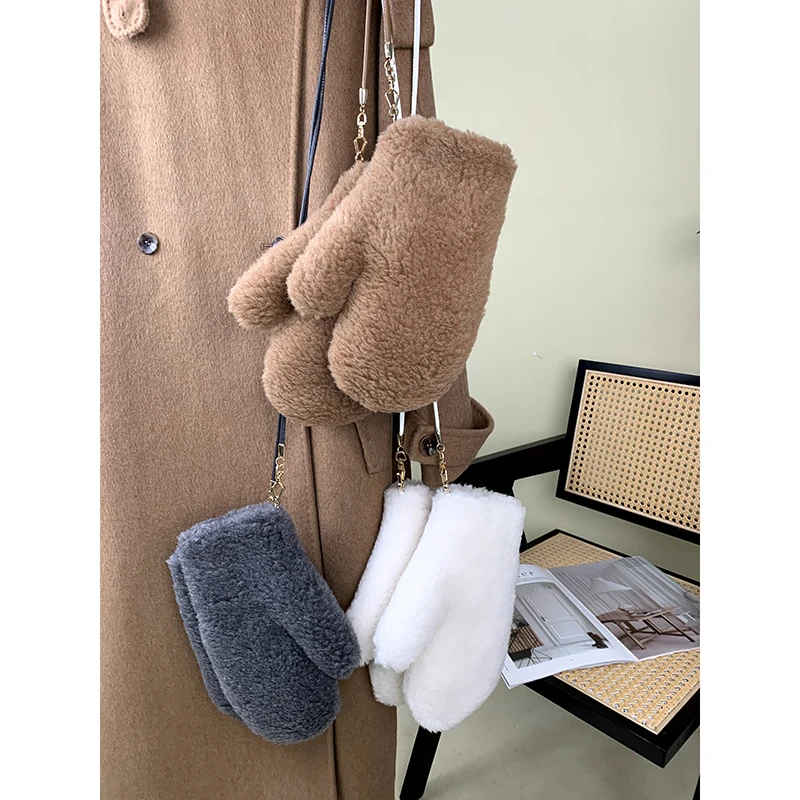 2023 Winter Women Wool Gloves Ladies Thicken Warm Cute Outdoor Woolen Couple Gloves Solid Color Full Finger Mittens Hand Warmer