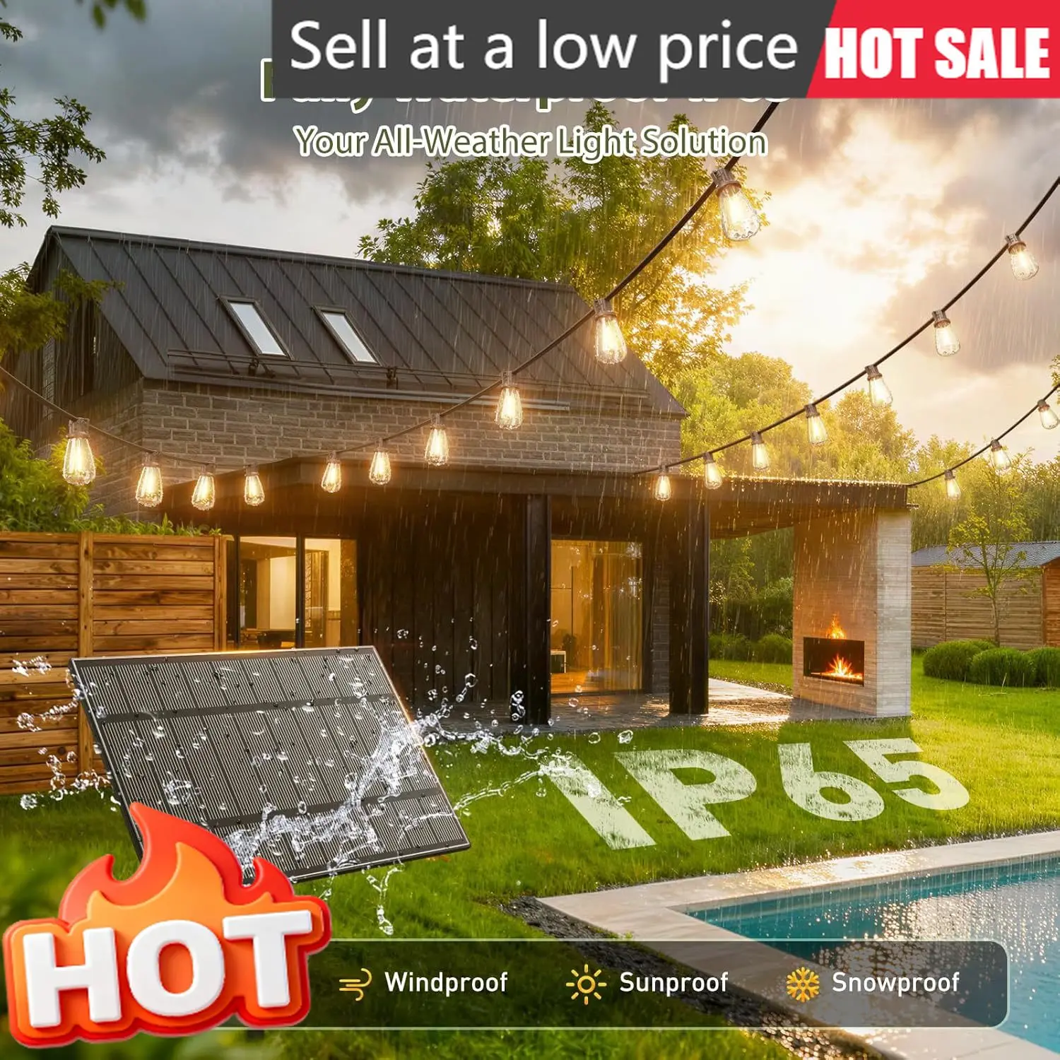 

Ft Solar String Lights Waterproof Patio Light Solar Powered Remote Usb Port 3 Modes 302 Led Shatterproof Bulbs Outdoor Lighting