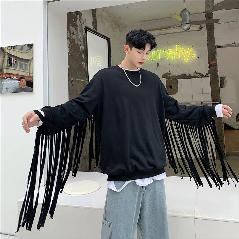 Male Tassel Red Party Club Stage Singer Dance Coat Original Design Men Spring Jackets Y2K Moto Biker Punk Gothic Trend Tops