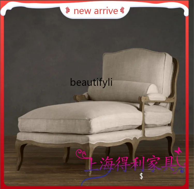 

S132 American country sofa French retro old sofa oak European solid wood sofa