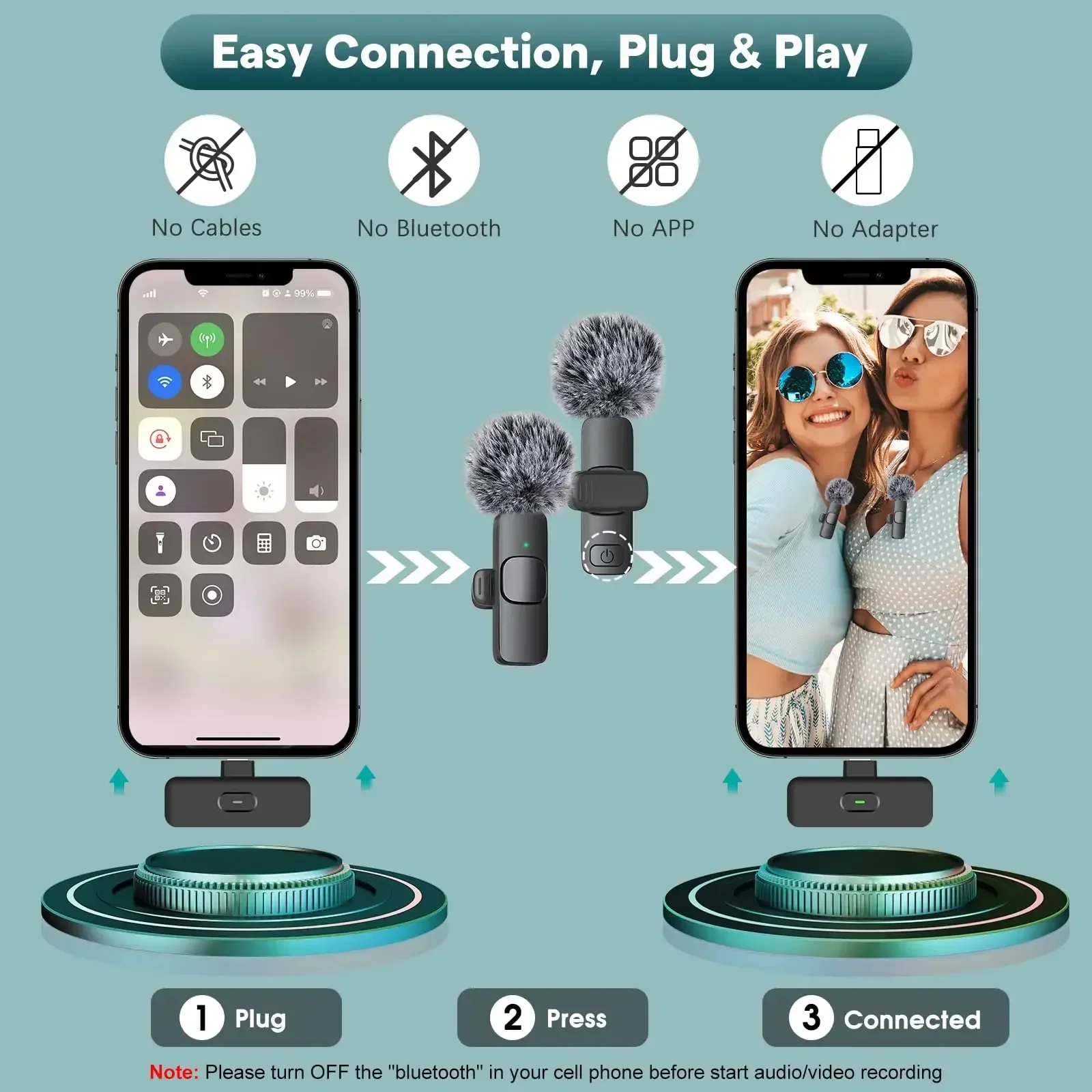 2026 novo microfone de lapela sem fio à prova de vento microfone gravação de áudio e vídeo para iphone/android transmissão ao vivo entrevista vlog microfone