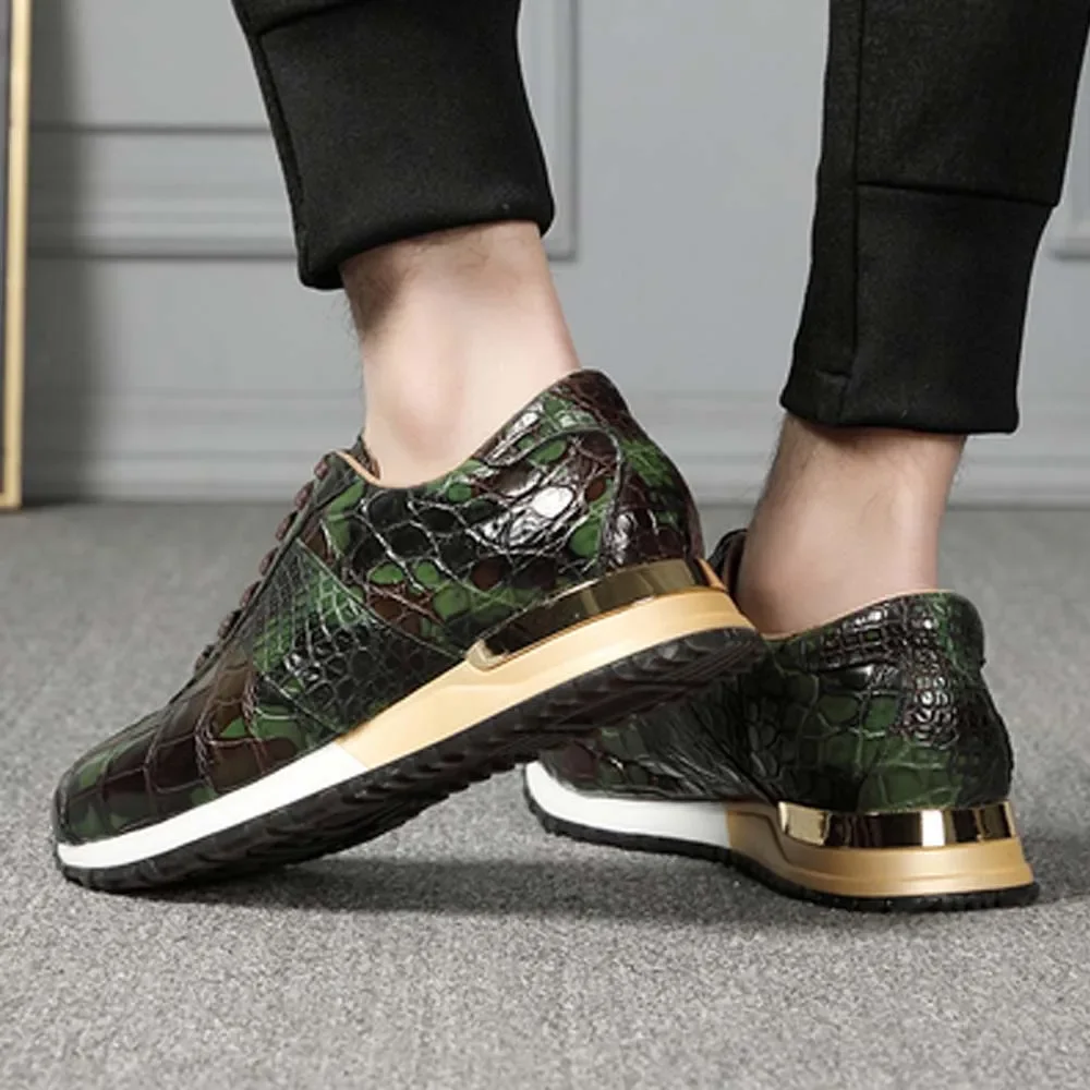 hulangzhishi men leisure male  green men crocodile shoes  male