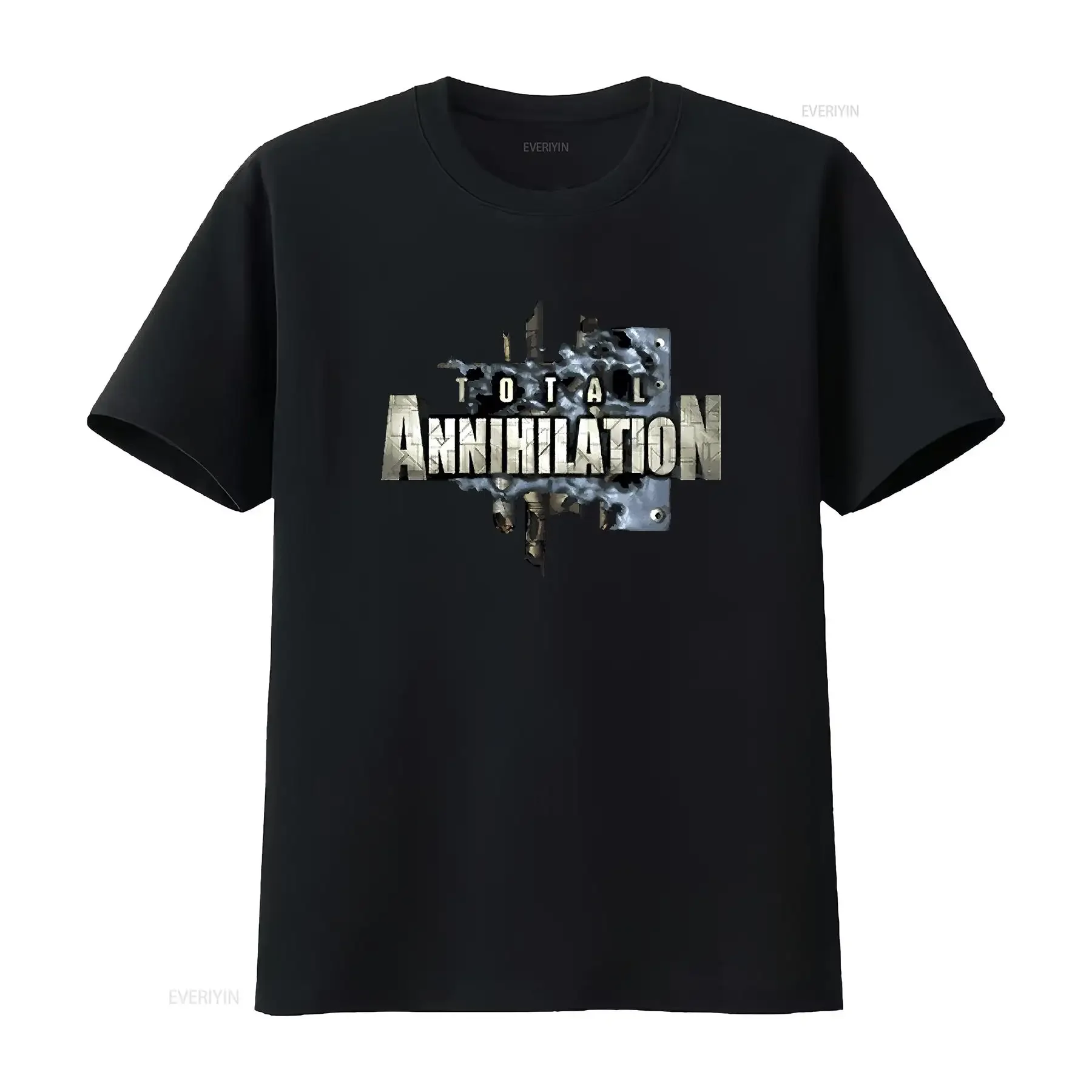 تي شيرت كلاسيكي 1997 Total Annihilation PC Game الترويجي مقاس XL أسود VTG Cavedog Ent عتيق مغسول ممتد ملابس الشارع غير رسمية