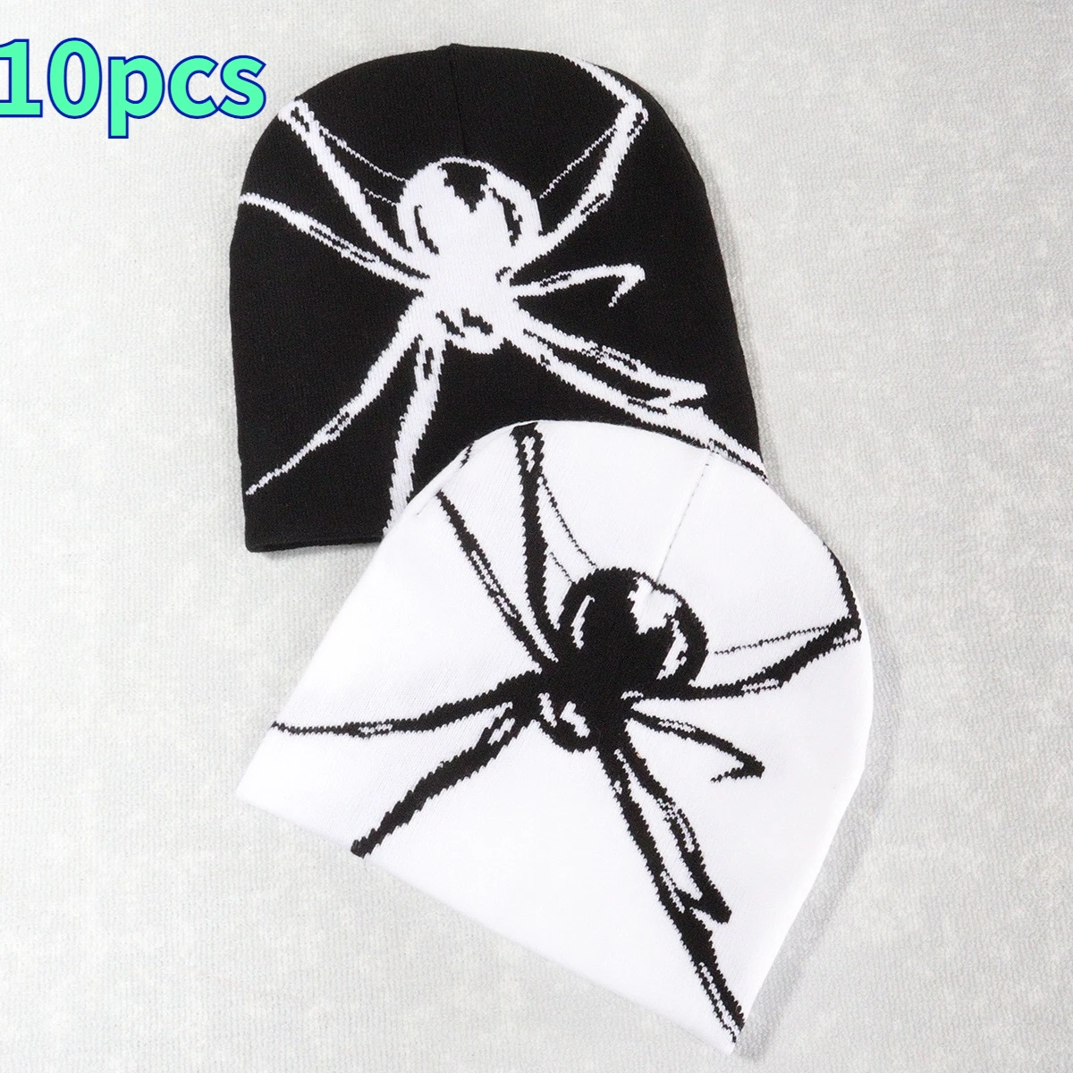 10Pcs New Autumn and Winter Big Spider Wool Hat Cross-border Spider Web Warm Men's and Women's Outdoor Cold Hat Knitted Hat