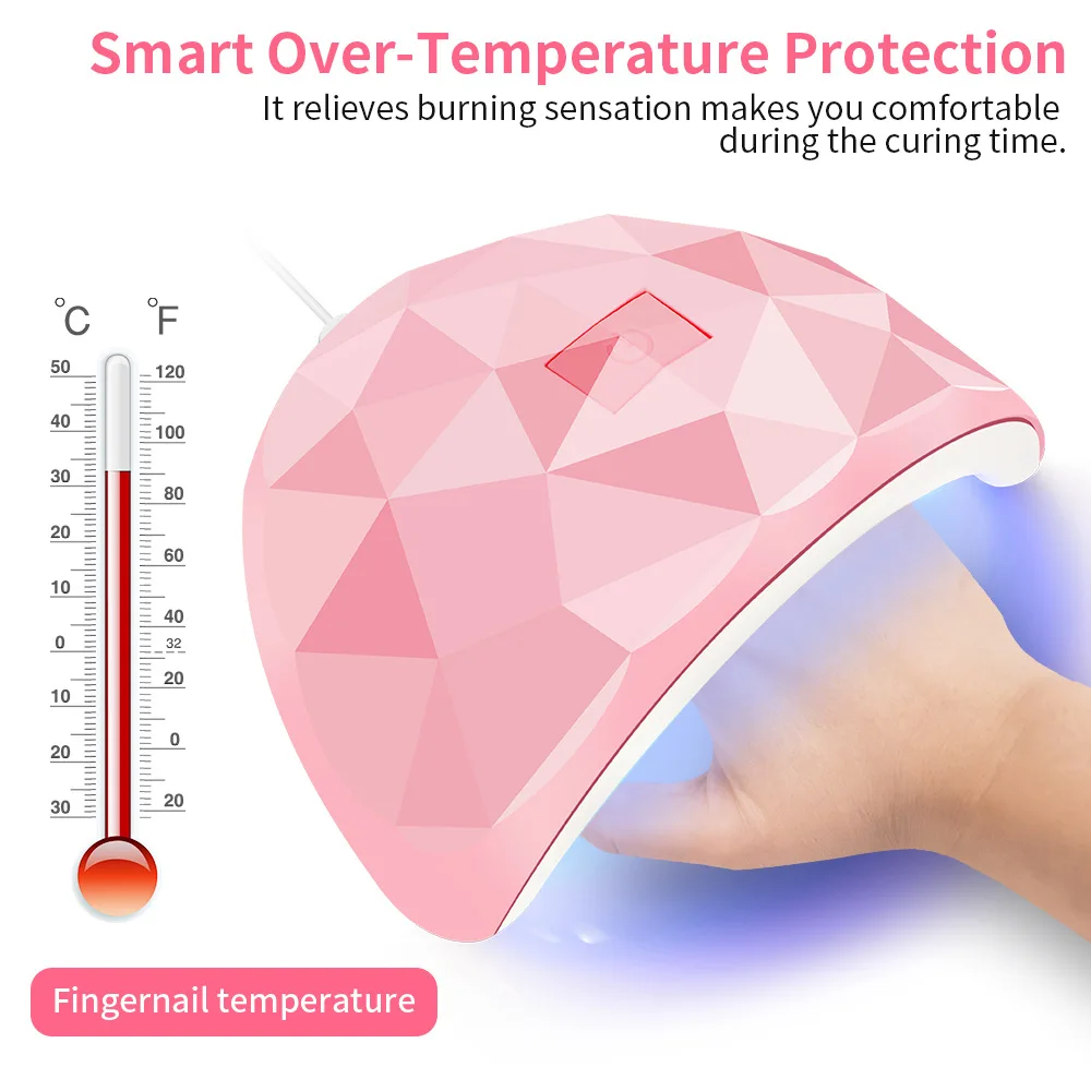 54W UV/LED Lampada per asciugatrice per polimerizzazione USB per polimerizzare la lampada per unghie a LED in gel Macchina per fototerapia per salone domestico Impostazione timer di piccole dimensioni