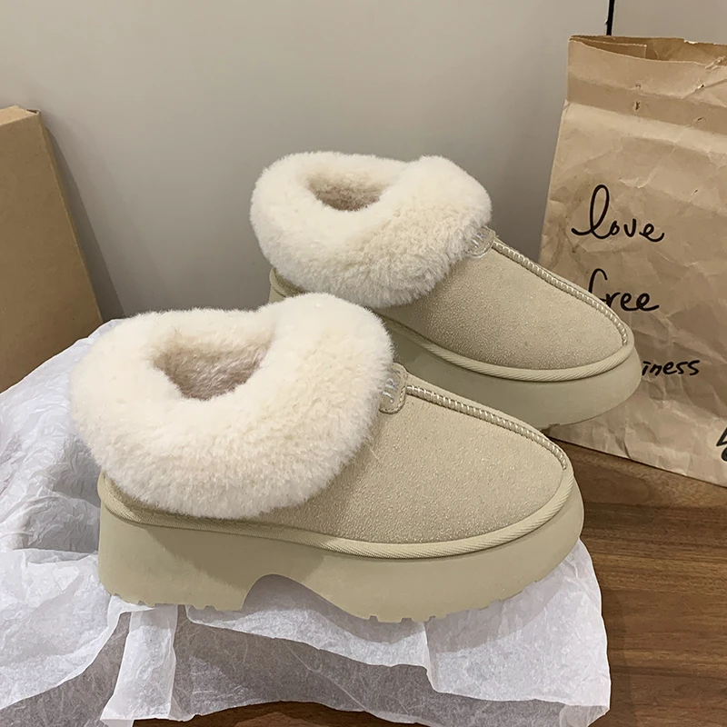 

Faux Fur Winter Boots for Women Non Slip Plush Snow Boots Woman Thick Bottom Warm Cotton Shoes Platform Botas Mujer