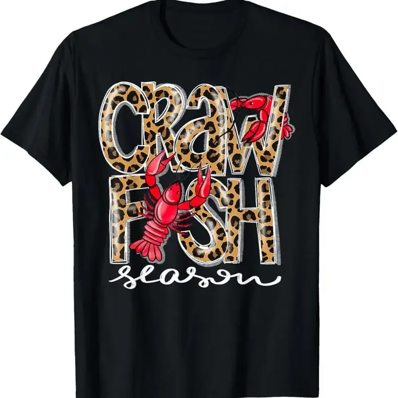 Crawfish Season Leopard Funny Boil Lobster Cajun T Shirt