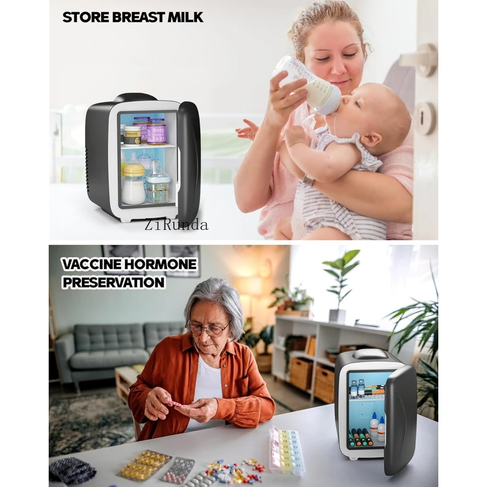 Geladeira de 4L/6 latas, geladeira para cuidados com a pele de resfriamento rápido, geladeira quente e fria, geladeira portátil