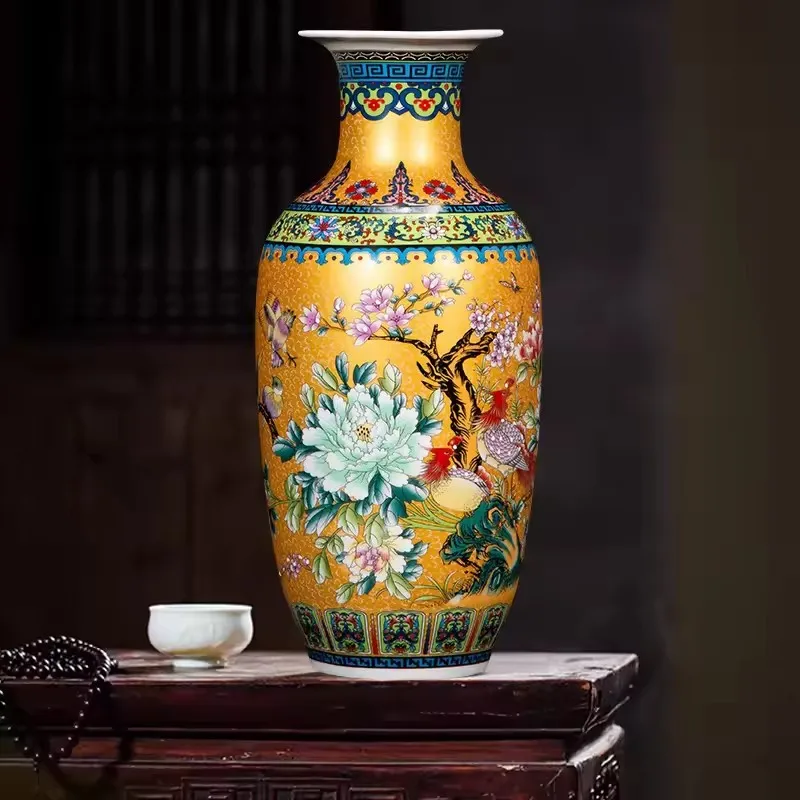 

Jingdezhen Floor-standing Ceramic Large Flower Vase for Floral Arrangement Simple European-style Living Room Modern Home Decor C