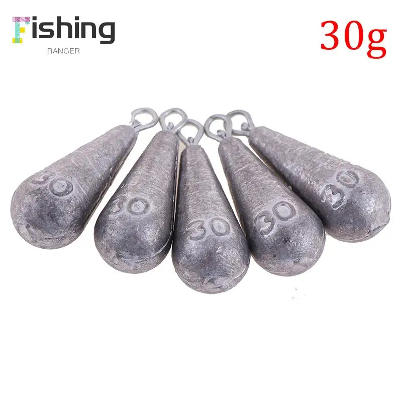 5pcs Open lead sinker olive shaped accessories for lure sea fishing 30g