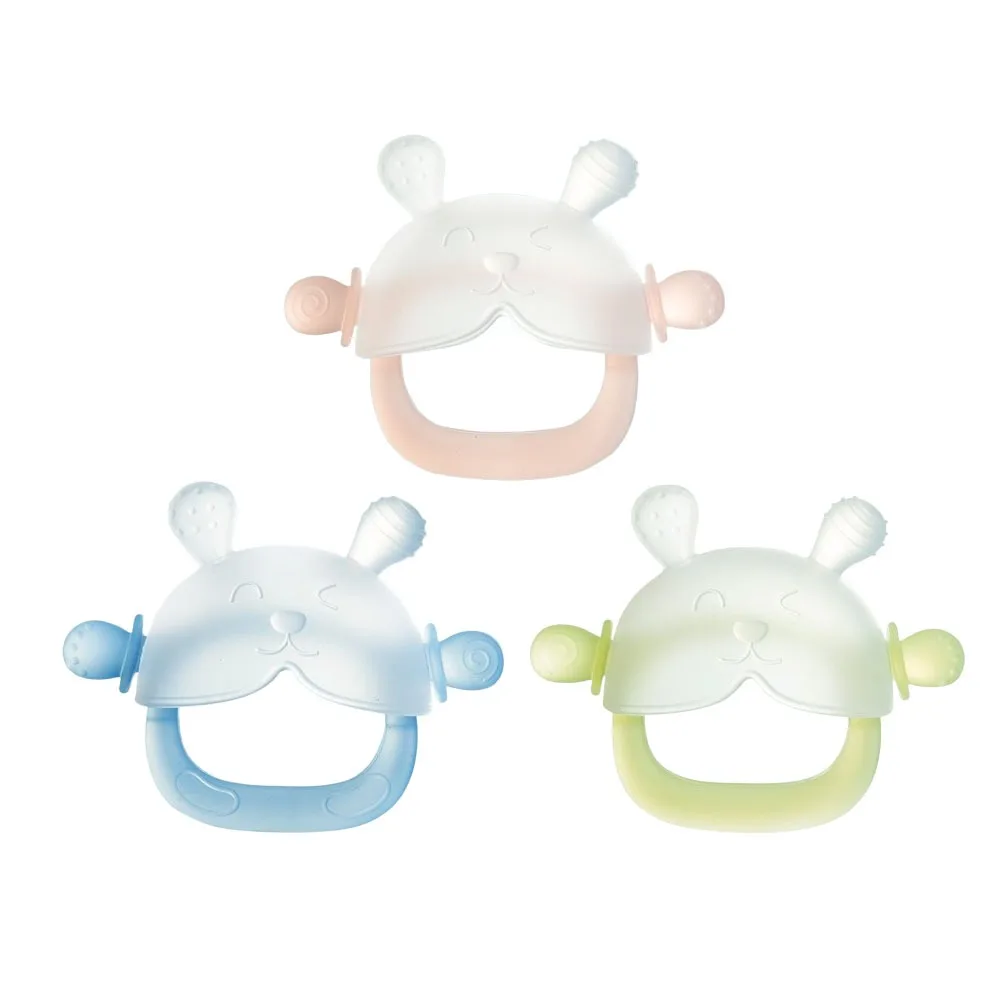 

3pcs Soft Silicone Bunny Teething Toy BPA Free Cartoon Teether Gloves Food Grade Anti-Thumb Teether Ring Baby Dental Care
