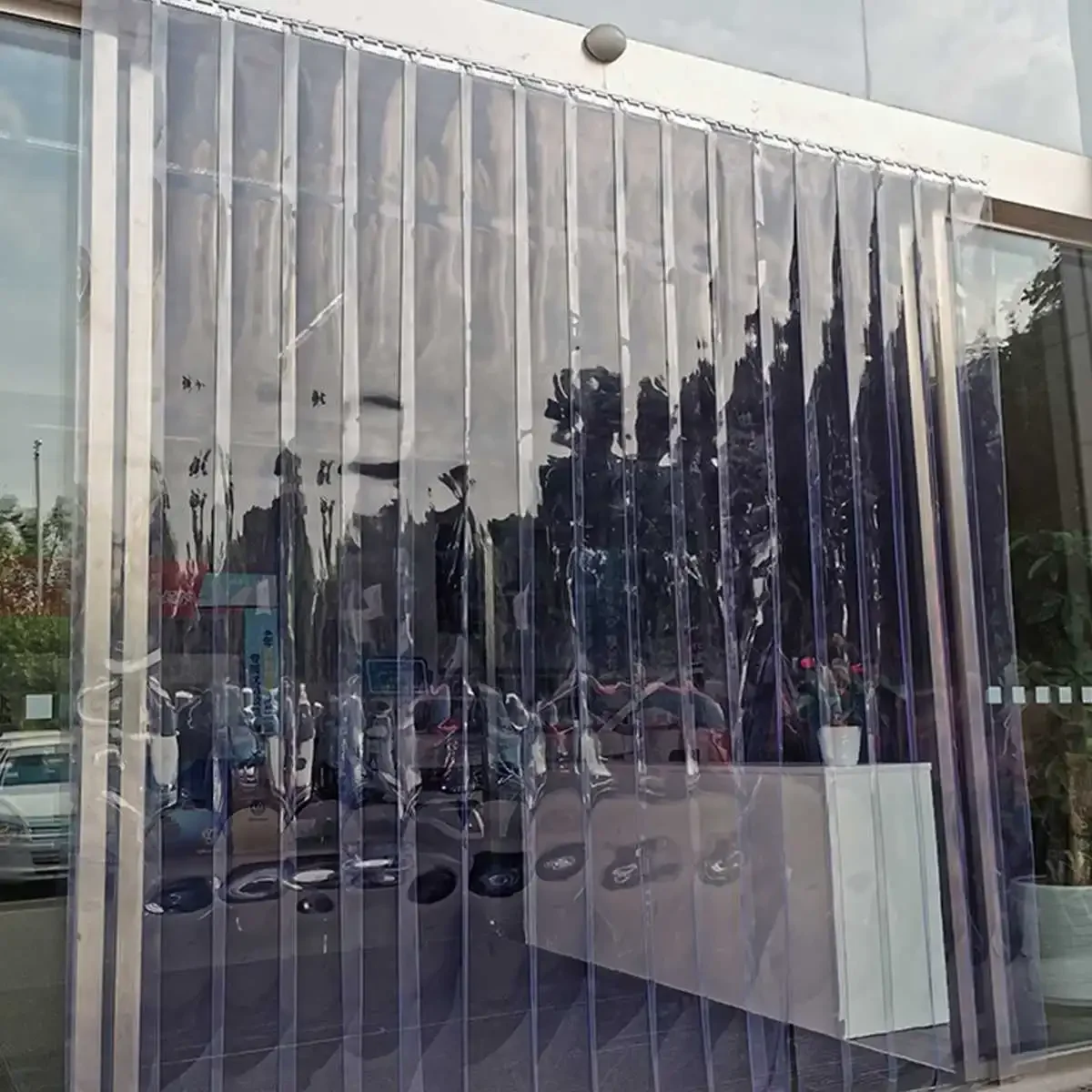 Indoor and Outdoor Transparent Air Conditioning Soft Curtain Strip, Screen, Insulation Windproof PVC Door Curtain Strip,