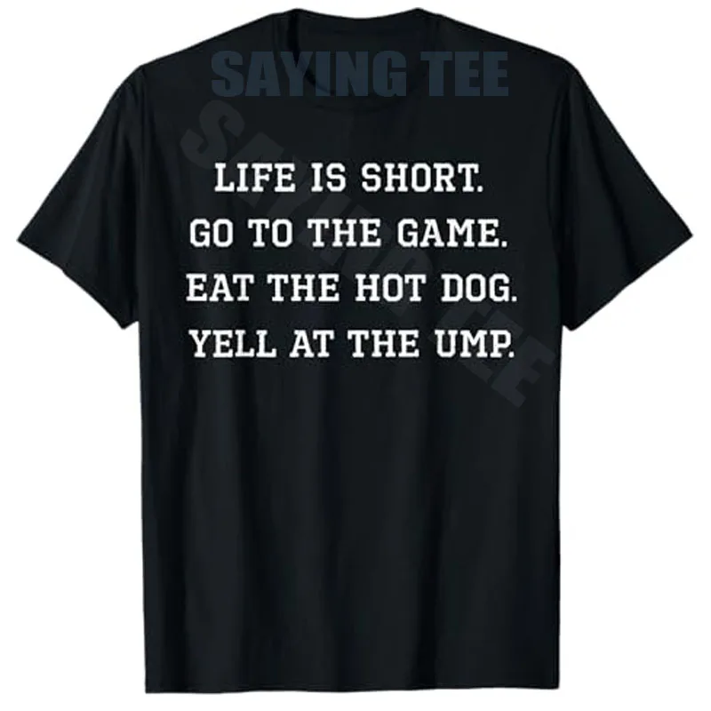 Das Leben ist kurz, geh zum Spiel, iss den Hot Dog, schrei auf den Schiedsrichter ein, T-Shirt im Y2K-Stil, Gamer-Schriftzug, bedrucktes Spruch-T-Shirt, Foodie-Oberteile – Detail 3