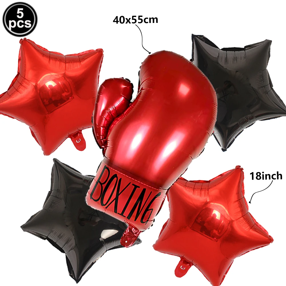 Rot-Schwarze Boxballons für Jungen oder Männer Box-Themen Geburtstagsparty Dekorationen Boxen Wrestling Sport Party Deko Zubehör – Detail 3