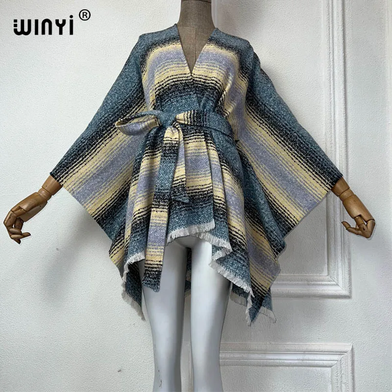 WINYI winter jacket for women Retro Loose OverCoat Thick Warm dress fashion cardigan Middle East winter kimono with waistband