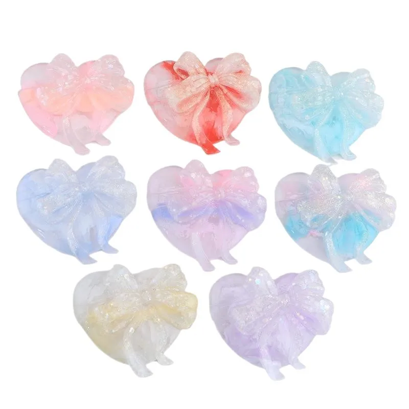 50PCS Night Dyeing Love/Heart Bow DIY Handmade Phone Case Storage Box Jewelry Handmade Craft Materials