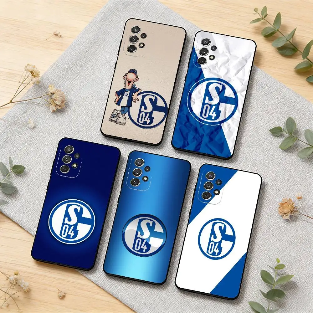 Funda de teléfono elegante con colores del equipo S-Schalke 04 para Samsung S26, S25, S24, S21, S22, S23, S30, Ultra, S20, Plus, otros, funda negra suave