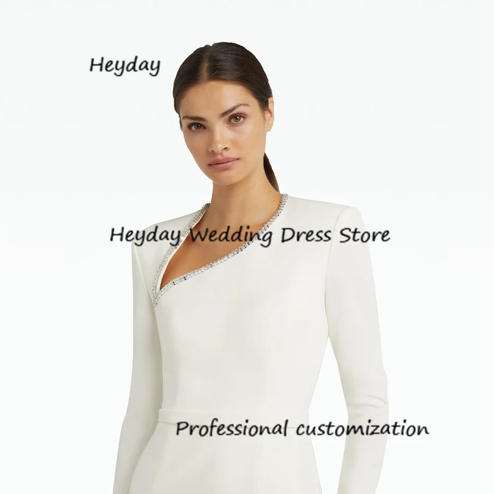 Heyday Crepe Mermaid V-Neck Dress Beading Full Classics Draped  Formal Occasion Evening Party Pretty Dresses Heyday 2024