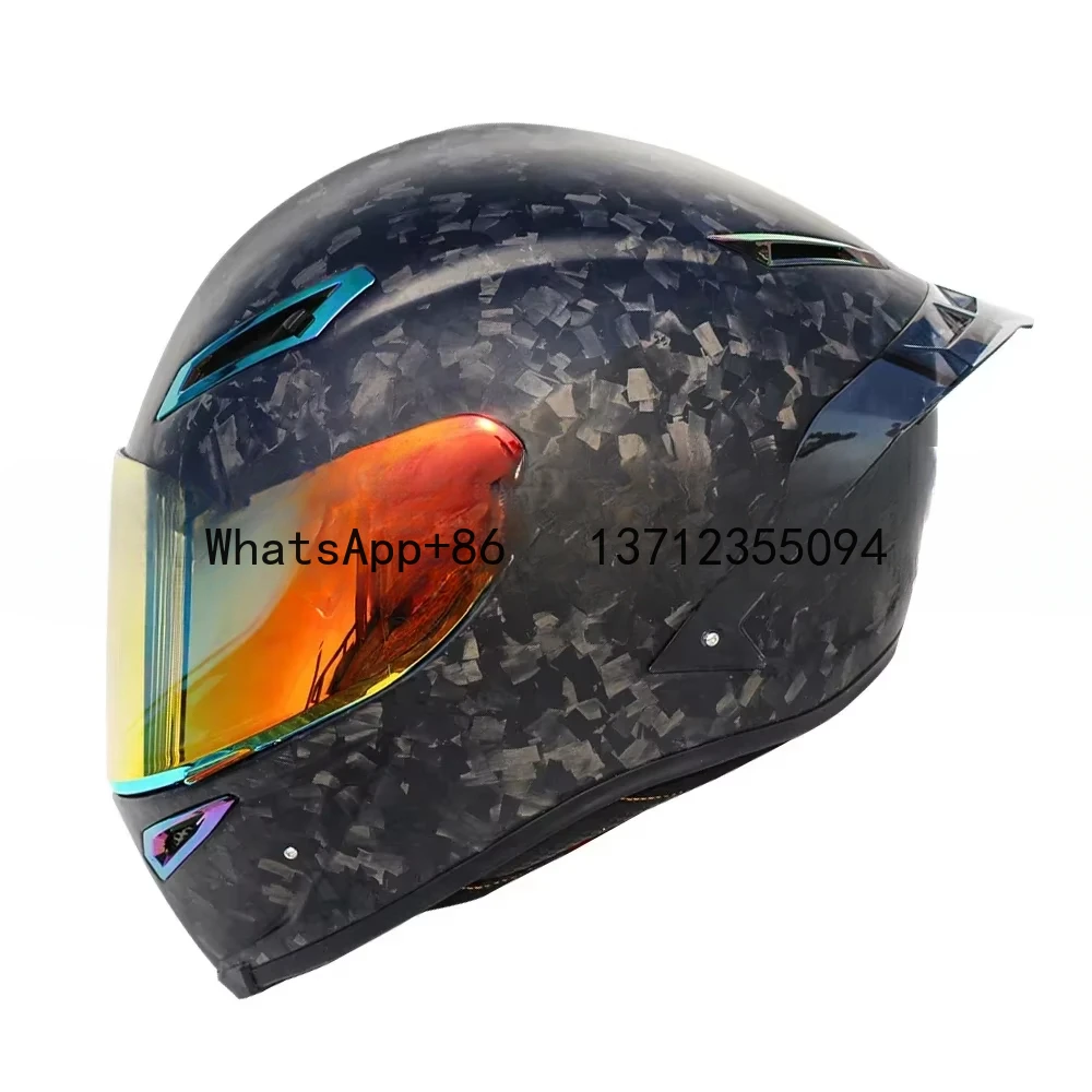 Brand New Motorcycle Helmet Retro Carbon Fiber Full Face Helmet DOT Approved Moto Motocross Helmet With HD Lens